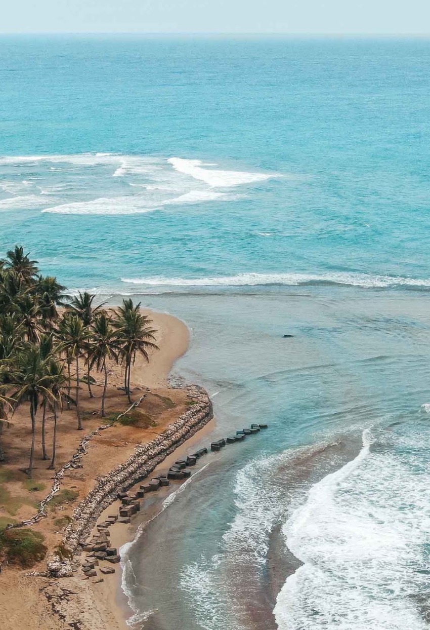 Aerial view of the beach and coastline near Cabarete